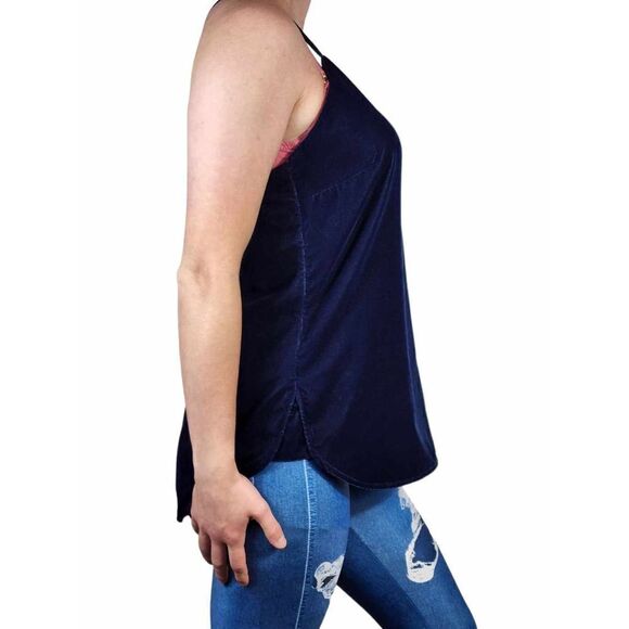 Banana Republic Navy Velvet Scoop Neck Strappy Cami Size Medium - Picture 3 of 4